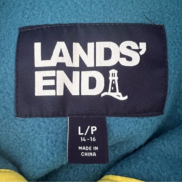 Lands' End Heritage Teal Mountain Ombre Print Snap Mock Fleece Pullover Gorpcore - Picture 5 of 15